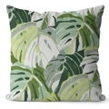 Quadratischer Kissenbezug mit grünen tropischen Monstera-Blättern auf weißem Grund - 45*45cm (Kein Inlett) / Grüner Monstera Breitblattpflanzenstil (CRD64-6)