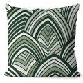 Grüner Kissenbezug mit geometrischem Bogenmuster und feiner Stoffstruktur auf weißem Grund - 45*45cm (Kein Inlett) / Geometrischer Bogenlinien-Texturstil (CRD64-7)
