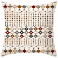 Böhmischer Kissenbezug aus Pfirsichhaut mit vintage rot-braunem Rautenmuster Motiv - Rot Braun Grau Creme Raute (DRS17-26) / 45x45cm Polyester Nur Bezug