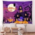 Détail de la tapisserie murale d'Halloween avec maison hantée et squelette sur fond violet - 95x73 / Style Fête Squelette Violet (GT64-4) / Tissu brossé