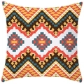 Boho-Kissenbezug aus Pfirsichhaut mit bunten geometrischen Mustern und Ethno-Motiven - Zinnoberrot Hellgelb Geometrisch (DRS17-27) / 45x45cm Polyester Nur Bezug