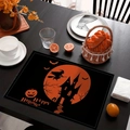 Tovaglietta di Halloween con sagome di streghe nere e arancioni per decoro tavola - Cotone lino