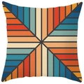 Böhmischer Kissenbezug aus Pfirsichhaut mit retro geometrischem Muster in Blau - Dunkelblau Orangerot Radial (DRS17-28) / 45x45cm Polyester Nur Bezug