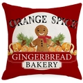 Weihnachts-Kissenbezug aus Leinen in Rot mit Lebkuchen- und Orangen-Motiv für das Sofa - Lebkuchen Bäckerei Stil (YMD379-2)
