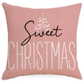 Federa per cuscino in lino rosa con albero di Natale e scritta Sweet Christmas elegante - Sweet Christmas (YMD381-2) / 45x45cm