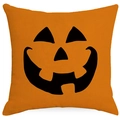 Federa per cuscino in lino per Halloween con stampa a zucca arancione festosa - Stile Faccia Zucca Grande Arancione (YMD384-4)