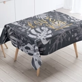 Deep grey tablecloth with white leaf pattern and golden Love You script for dining table - Zb14-6 / 40*60cm Small Towel
