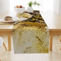 Linen table runner with luxury gold marble texture and abstract art pattern for dining decor - Black White Luxury Gold Powder Style (ZQ24-6)