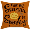 Halloween Kürbis Kissenbezug quadratisch mit Spooky-Schriftzug aus Leinenimitat - Spooky Season Stil (YMD383-2)