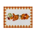 Sottopiatto impermeabile del Ringraziamento con zucca autunnale e foglie di acero stampate - Zucca con Bordo a Quadri (CD25-3) / 30*45CM Cotone Lino