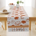 Autumn pumpkin maple leaf table runner with orange plaid patterns for fall home decor - Pumpkin Maple Leaves Falling Style (ZQ23-3) / 33*183cm