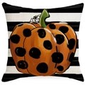 Halloween Kissenbezug mit Kürbis und schwarzen Punkten auf gestreiftem Grund - Punktierte Kürbis Streifen Stil (YMD383-4)