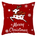 Red Christmas pillow cover with white cartoon reindeer and Merry Christmas holiday text - 18x18 Inch / Cartoon Reindeer Pattern (DRD416-1)