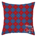 Red and blue argyle Christmas pillow case with white Merry Christmas lettering - 18x18 Inch / Red Blue Argyle (DRD416-3)