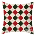 Festive Merry Christmas argyle pattern pillow cover in red, green and cream - 18x18 Inch / Red Green Argyle (DRD416-4)