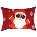Christmas peach skin waist pillowcase with red Santa Claus and snowflakes decoration - Sunglasses Santa Claus (DRD417-1)