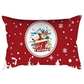 Red Merry Christmas peach skin throw pillowcase with Santa reindeer and snowflakes - Penguin Polar Bear Reindeer (DRD417-2)