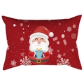 Red Christmas pillowcase featuring Santa Claus holding a gift box with white snowflakes - Santa Holding Gift Box (DRD417-4)