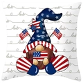 Housse de coussin Jour de l'Indépendance avec gnome et drapeau USA sur peau de pêche - Style Gnome Dessin Animé Love (DRD382-5) / 45x45CM (Sans Noyau)