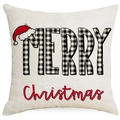 Nordischer Kissenbezug zu Weihnachten mit schwarz weißem Karo und Merry Christmas Aufdruck - 45*45cm (Kein Inlett) / Merry Schriftzug Stil (YMD388-1)
