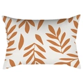 Federa per cuscino lombare nordico con stampa di foglie terracotta su fondo bianco - 30cm x 50cm