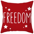 Housse de coussin rouge pour la Fête de l'Indépendance avec texte FREEDOM et étoiles blanches - Style Étoile Freedom Rouge (DRD382-7) / 45x45CM (Sans Noyau)