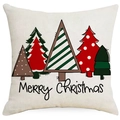 Nordischer Weihnachts-Kissenbezug aus Leinen mit Tannenbaum-Motiv und Merry Christmas - 45*45cm (Kein Inlett) / Verschiedene Weihnachtsbäume Stil (YMD388-3)