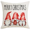 Linen Christmas pillow case featuring watercolor gnomes and Merry Christmas text - Christmas Gnomes Style (YMD385-3)