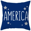 Housse de coussin bleu marine avec texte America blanc et étoiles pour la fête nationale - Style Lettre America Bleu (DRD382-8) / 45x45CM (Sans Noyau)