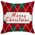 Christmas cushion cover with red and green argyle pattern and Merry Christmas text - Red And Green Argyle Style (YMD387-2) / 45x45cm