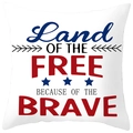 Housse de coussin patriotique Land of the Free pour la décoration du Jour de l'Indépendance - Style Lettrage Slogan Patriotique (DRD382-10) / 45x45CM (Sans Noyau)