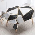 Nordic tablecloth with geometric marble triangle patterns and gold stripes in black and gray - Zb14-17 / 40*60cm Small Towel