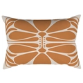 Federa per cuscino lombare rettangolare arancione con motivi geometrici e floreali - 30cm x 50cm / Motivo Floreale Geometrico Simmetrico (CRD62-10)