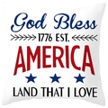 Housse de coussin Independence Day avec imprimé patriotique God Bless America - Style Texte God Bless America (DRD382-11) / 45x45CM (Sans Noyau)
