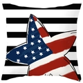Housse de coussin Fête de l'Indépendance avec étoile drapeau USA et rayures - Style Étoile Drapeau Rayures Noir et Blanc (DRD382-13) / 45x45CM (Sans Noyau)