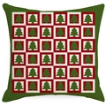 Weihnachtskissenbezug mit grünem Baum-Muster auf rot-weißem Karohintergrund - Weihnachtsbaum Karomuster (YMD389-4)