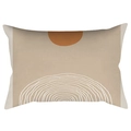 Fodera per cuscino lombare nordico con cerchi geometrici arancioni e toni beige - 30cm x 50cm / Archi Concentrici a Semicerchio (CRD62-14)