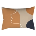 Federa per cuscino lombare astratta moderna con profilo femminile e forme geometriche - 30cm x 50cm / Profilo Femminile Astratto (CRD62-15)