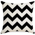Federa per cuscino in lino con motivo geometrico a zig-zag bianco e nero per arredamento - Stile a Onda (YMD390-1)