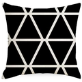 Federa quadrata in lino con motivi geometrici a triangolo bianchi e neri moderni - Ymd390-2 / 45*45cm (Senza Inserto)