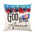 Linnen kussensloop voor Onafhankelijkheidsdag met sterren, strepen en US-print - 45x45 cm / God Bless America Floral (YMD315-2)
