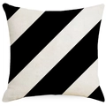 Fodera per cuscino in lino a strisce diagonali bianche e nere per arredamento casa - Stile a Strisce Diagonali (YMD390-4)