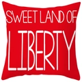 Housse de coussin rouge Fête de l'Indépendance avec imprimé Sweet Land of Liberty - Style Sweet Land of Liberty Rouge (DRD382-19) / 45x45CM (Sans Noyau)