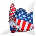 Housse de coussin gnome du Jour de l'Indépendance avec motif cœur étoiles et rayures - Style Gnome avec Drapeau Étoiles et Rayures (DRD382-20) / 45x45CM (Sans Noyau)