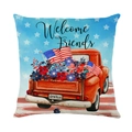 Onafhankelijkheidsdag linnen kussensloop met vintage rode truck en de VS-vlag - 45x45 cm / Rode Truck Welcome Friends (YMD315-4)