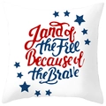 Housse de coussin avec texte Land of the Free et étoiles bleues pour le 4 juillet - Style Design Terre de Liberté Patrie des Braves (DRD382-21) / 45x45CM (Sans Noyau)