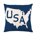Linen Independence Day pillow cover in navy blue with USA map print and texture - 18x18 Inch / USA Map Outline (YMD315-5)