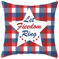 Housse de coussin à carreaux avec motif étoile Let Freedom Ring pour la fête nationale - Style Étoile Carreau Rouge Blanc Bleu (DRD382-23) / 45x45CM (Sans Noyau)