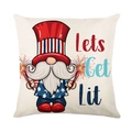 Independence Day gnome throw pillow cover featuring Lets Get Lit text and star pattern - 18x18 Inch / Gnome Fireworks Style (YMD315-6)