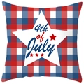 Housse de coussin Fête de l'Indépendance avec étoile sur fond à carreaux rouge et bleu - Style Étoile Carreau Jour Indépendance (DRD382-24) / 45x45CM (Sans Noyau)